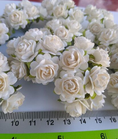 100 pcs Mulberry Paper Mini Roses Artificial Flowers with Stems Size 20mm for Craft (Light Pink) in Saudi Arabia