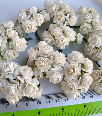 100 pcs Mulberry Paper Mini Roses Artificial Flowers with Stems Size 20mm for Craft (Light Pink) in Saudi Arabia