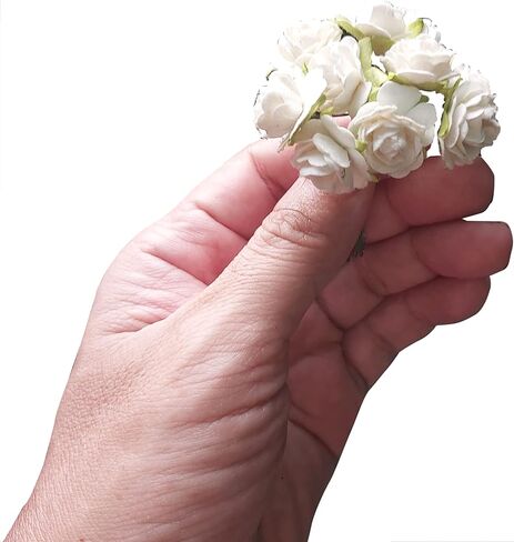 100 pcs Mulberry Paper Mini Roses Artificial Flowers with Stems Size 20mm for Craft (Light Pink) in Saudi Arabia