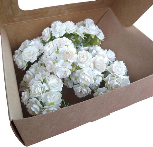 100 pcs Mulberry Paper Mini Roses Artificial Flowers with Stems Size 20mm for Craft (Light Pink) in Saudi Arabia