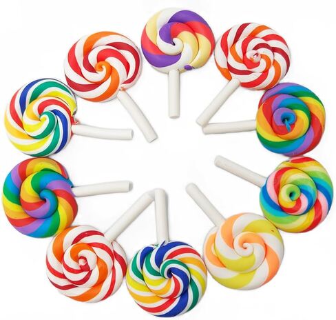 100pcs Slime Charms Resin Fake Candy Lollipop Charms Kawaii Cute Set Mixed Assorted Sweets Flatback Slime Beads Making Supplies for DIY Craft Making and Ornament Scrapbooking in Kuwait