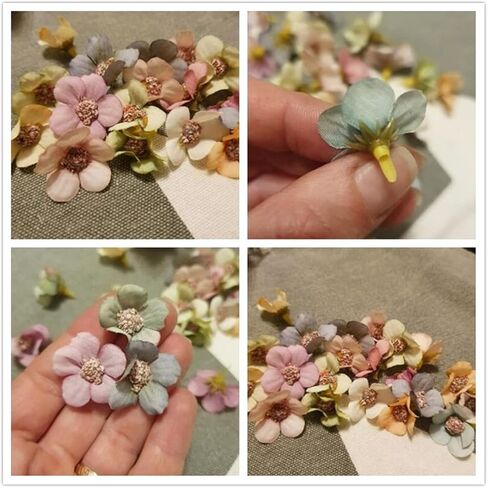 رؤوس زهور صناعية، 100 قطعة من الزهور الصغيرة للحرف اليدوية، رؤوس زهور الأقحوان الاصطناعية المزيفة زهرة حريرية لخياطة القصاصات بنفسك، تزيين تاج إكليل غطاء الرأس لديكور المنزل والزفاف in Kuwait