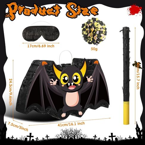 Aoriher Halloween Pinata Bat Pinata Halloween Pinata with Stick Blindfold and Confetti Set Candy Filled Pinata Decorations for Halloween Birthday Party Game Supplies in Saudi Arabia