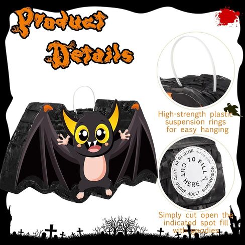 Aoriher Halloween Pinata Bat Pinata Halloween Pinata with Stick Blindfold and Confetti Set Candy Filled Pinata Decorations for Halloween Birthday Party Game Supplies in Saudi Arabia