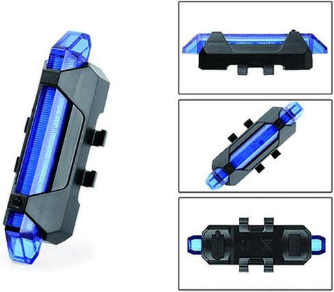 3Pcs Bicycle Tail Light USB Charging Warning Light Flashing Night Riding LED Tail Lights 4 Modes Mountain Bike Riding Light Cycling Equipment, White/Red/Blue in Saudi Arabia
