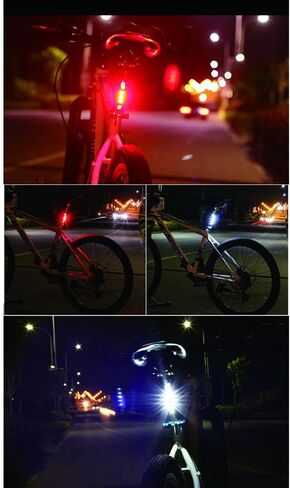 3Pcs Bicycle Tail Light USB Charging Warning Light Flashing Night Riding LED Tail Lights 4 Modes Mountain Bike Riding Light Cycling Equipment, White/Red/Blue in Saudi Arabia