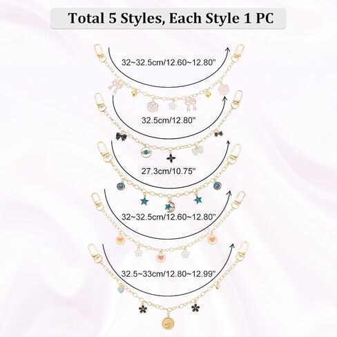 PH PandaHall 5 قطع سلاسل حقائب مزخرفة 12.7 بوصة موسع حزام المحفظة 5 أنماط محفظة يد ساحرة ذهبية مقبض سلاسل ديكور مع مشبك لحقيبة كتف كروسبودي حقيبة يد محفظة قابض in Saudi Arabia