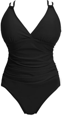 COCOPEAR One Piece Crossover Swimsuit High Waisted Tummy Control Swimwear Ruched Halter Push Up Bathing Suits for Women in Saudi Arabia