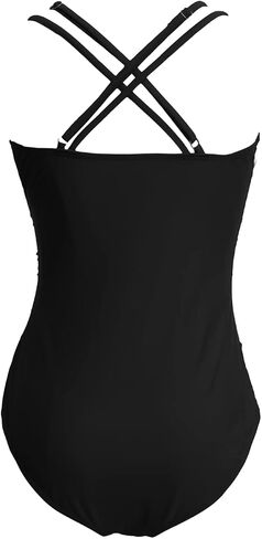 COCOPEAR One Piece Crossover Swimsuit High Waisted Tummy Control Swimwear Ruched Halter Push Up Bathing Suits for Women in Saudi Arabia