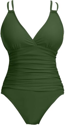 COCOPEAR One Piece Crossover Swimsuit High Waisted Tummy Control Swimwear Ruched Halter Push Up Bathing Suits for Women in Saudi Arabia