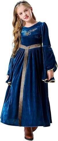 Renaissance Faire Dress Girls Medieval Victorian Princess Queen Fancy Costume Outfit Robe Dress Up Kids in Saudi Arabia