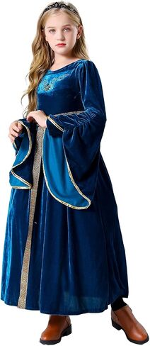 Renaissance Faire Dress Girls Medieval Victorian Princess Queen Fancy Costume Outfit Robe Dress Up Kids in Saudi Arabia