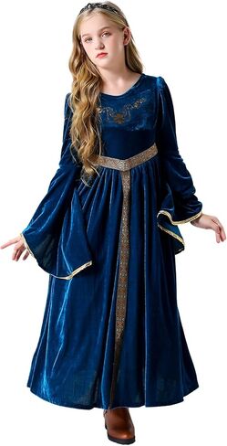 Renaissance Faire Dress Girls Medieval Victorian Princess Queen Fancy Costume Outfit Robe Dress Up Kids in Saudi Arabia