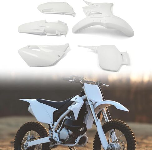 طقم الجسم الكامل من Kojem Fairing Fender Fairing متوافق مع Yamaha YZ85 2002-2014 غطاء جانبي للدراجة الترابية طقم بلاستيكي للجسم (أبيض) in Kuwait