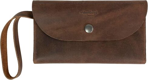 Heather's, Rectangular Wallet with Wristlet for Women, Purse with Card Slots, Travel Accessory, Money Organizer, Handmade, Full Grain Leather, Bourbon Brown in Kuwait
