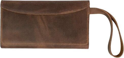 Heather's, Rectangular Wallet with Wristlet for Women, Purse with Card Slots, Travel Accessory, Money Organizer, Handmade, Full Grain Leather, Bourbon Brown in Kuwait