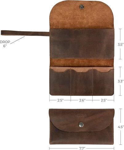 Heather's, Rectangular Wallet with Wristlet for Women, Purse with Card Slots, Travel Accessory, Money Organizer, Handmade, Full Grain Leather, Bourbon Brown in Kuwait