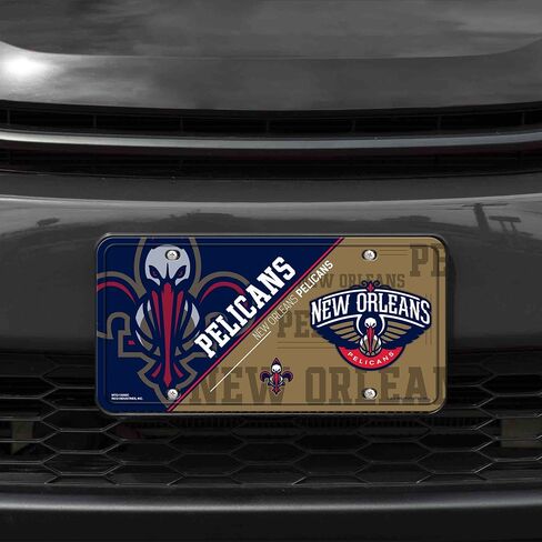 Rico Industries NBA New Orleans Pelicans Split Metal Auto Tag 8.5" x 11" - Great for Truck/Car/SUV in Saudi Arabia