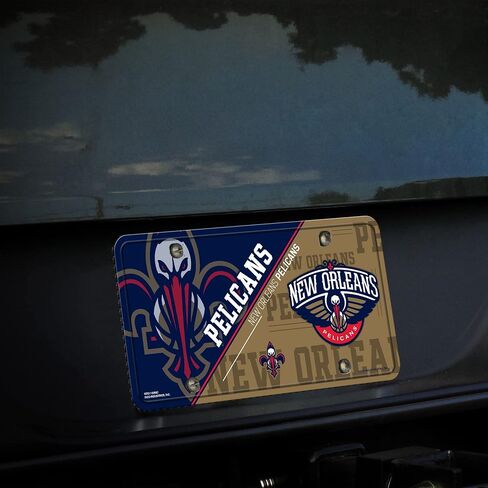 Rico Industries NBA New Orleans Pelicans Split Metal Auto Tag 8.5" x 11" - Great for Truck/Car/SUV in Saudi Arabia
