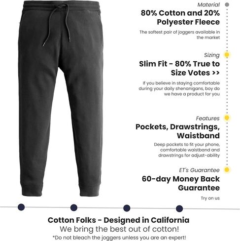 Cotton Folks | Mens Joggers Sweatpants | Slim Fit | Workout Gym Lounging | CF U Comfies - Designed in California in Saudi Arabia