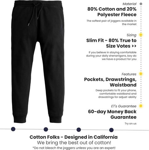 Cotton Folks | Mens Joggers Sweatpants | Slim Fit | Workout Gym Lounging | CF U Comfies - Designed in California in Saudi Arabia