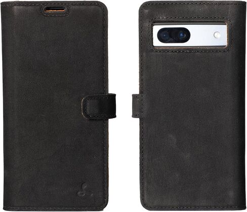Snakehive Leather Wallet for Google Pixel 8a - Real Leather Wallet Phone Case - Genuine Leather and 3 Card Holder - Flip Folio Cover with Card Slot (Black) in Kuwait