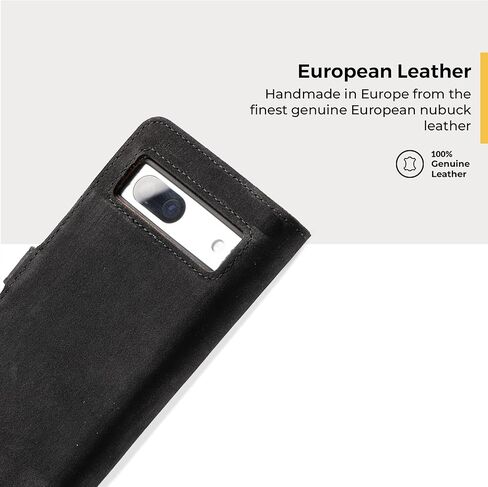 Snakehive Leather Wallet for Google Pixel 8a - Real Leather Wallet Phone Case - Genuine Leather and 3 Card Holder - Flip Folio Cover with Card Slot (Black) in Kuwait