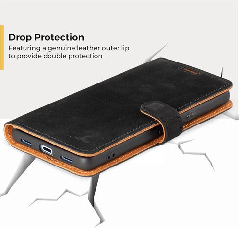 Snakehive Leather Wallet for Google Pixel 8a - Real Leather Wallet Phone Case - Genuine Leather and 3 Card Holder - Flip Folio Cover with Card Slot (Black) in Kuwait