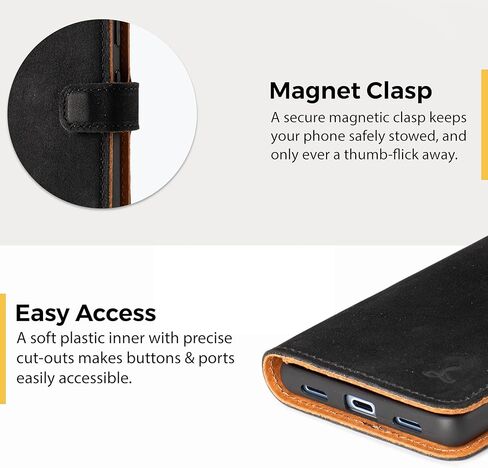 Snakehive Leather Wallet for Google Pixel 8a - Real Leather Wallet Phone Case - Genuine Leather and 3 Card Holder - Flip Folio Cover with Card Slot (Black) in Kuwait