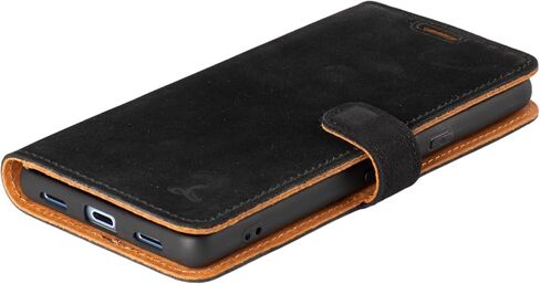 Snakehive Leather Wallet for Google Pixel 8a - Real Leather Wallet Phone Case - Genuine Leather and 3 Card Holder - Flip Folio Cover with Card Slot (Black) in Kuwait