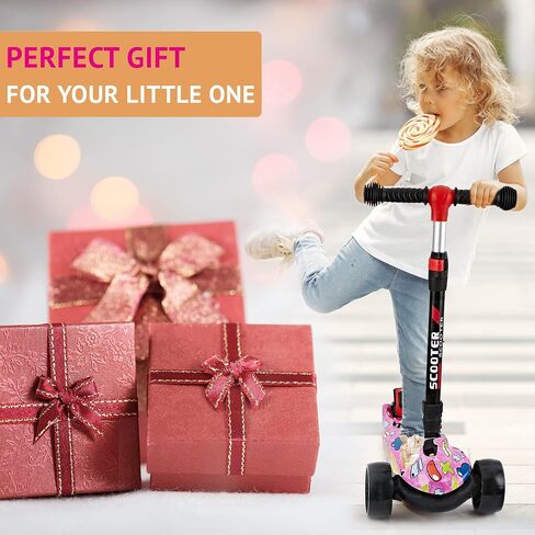 Scooter for Kids Ages 3-12, Foldable & Height Adjustable Kids Scooter with Graffiti Bodywork, Non-Slip Deck and Extra Wide PU Light-up Wheels (200 Lbs Weight Capacity) in Saudi Arabia
