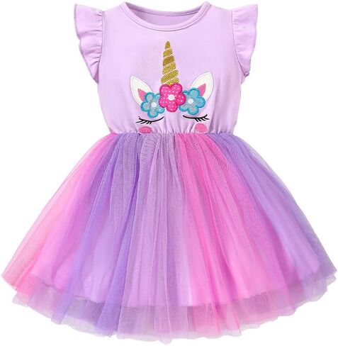 LitBud Tulle Dress for Girls Birthday Outfit Party Dresses Toddler Short Sleeve Causal Summer Tutu Skirts for 1-8 Years in Saudi Arabia