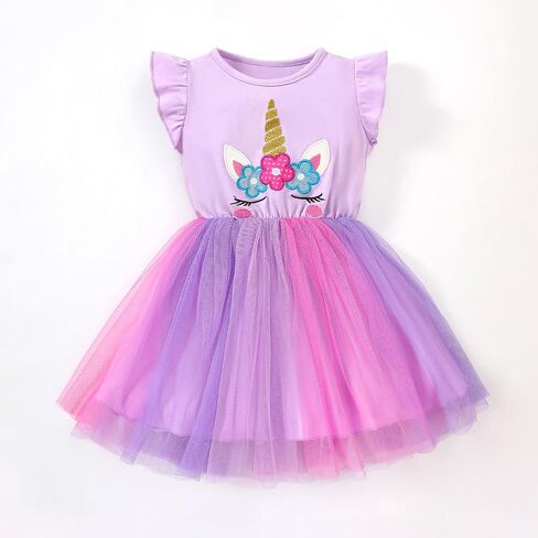 LitBud Tulle Dress for Girls Birthday Outfit Party Dresses Toddler Short Sleeve Causal Summer Tutu Skirts for 1-8 Years in Saudi Arabia