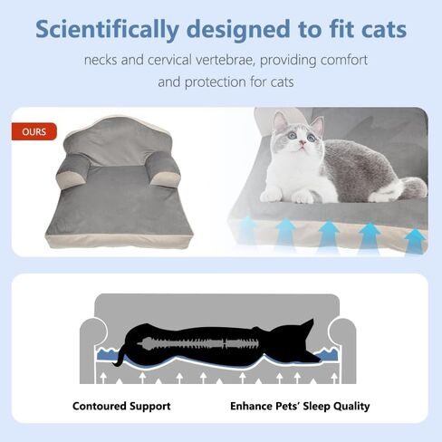 سرير أريكة للقطط، سرير للقطط الصغيرة والمتوسطة الكبيرة، سرير أريكة حديث ناعم مهدئ للحيوانات الأليفة مع غطاء قابل للإزالة وقابل للغسل وقاعدة غير قابلة للانزلاق، يصل وزنها إلى 25 رطلاً in Kuwait