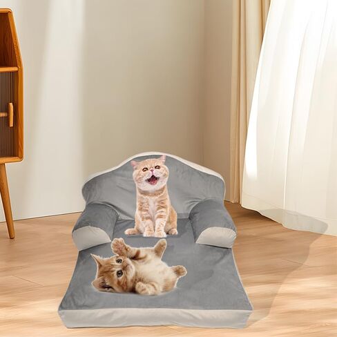 سرير أريكة للقطط، سرير للقطط الصغيرة والمتوسطة الكبيرة، سرير أريكة حديث ناعم مهدئ للحيوانات الأليفة مع غطاء قابل للإزالة وقابل للغسل وقاعدة غير قابلة للانزلاق، يصل وزنها إلى 25 رطلاً in Kuwait