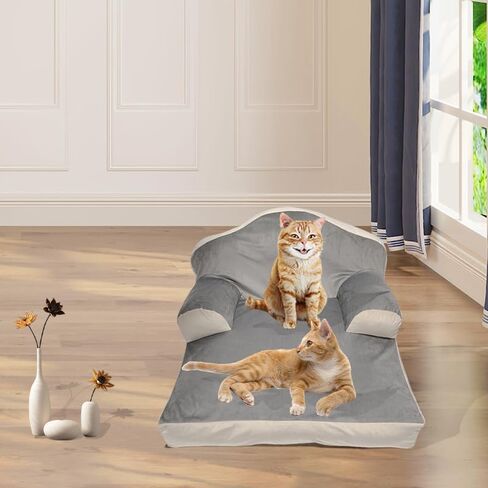سرير أريكة للقطط، سرير للقطط الصغيرة والمتوسطة الكبيرة، سرير أريكة حديث ناعم مهدئ للحيوانات الأليفة مع غطاء قابل للإزالة وقابل للغسل وقاعدة غير قابلة للانزلاق، يصل وزنها إلى 25 رطلاً in Kuwait