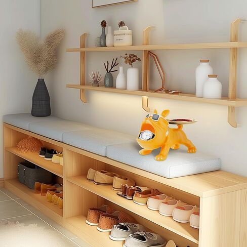 طبق حلوى البلدغ الفرنسي: تمثال البلدغ من الراتنج مع صينية لتزيين طاولة المدخل وتخزين العناصر الصغيرة، وعاء حامل مفاتيح البلدغ (رمادي) in Kuwait