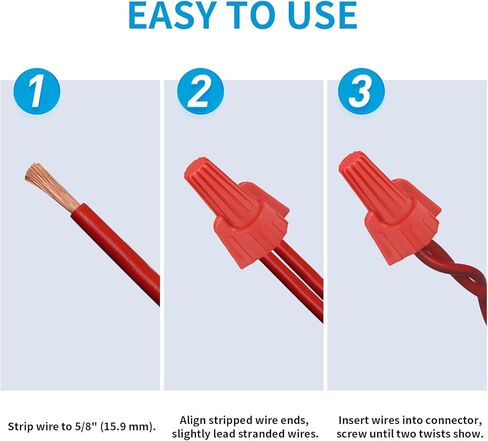 صواميل موصلات الأسلاك المجنحة سهلة اللف، مدرجة في قائمة UL 10 قطع موصلات كهربائية بغطاء سلك أحمر مجموعة موصلات كهربائية مثبتة 18-8 AWG لتوصيل الأسلاك الكهربائية in Kuwait