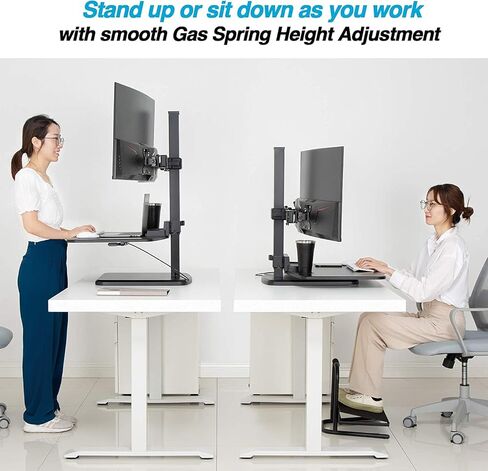 محول مكتب قائم قابل للتعديل بارتفاع 32 بوصة من AVLT مزود بسطح عمل واسع مقاس 28 بوصة × 18.9 بوصة للجلوس على طاولة الوقوف وبصمة قدم صغيرة قوية in Kuwait