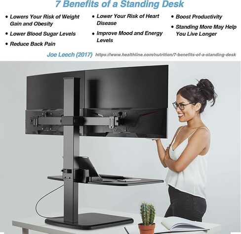 محول مكتب قائم قابل للتعديل بارتفاع 32 بوصة من AVLT مزود بسطح عمل واسع مقاس 28 بوصة × 18.9 بوصة للجلوس على طاولة الوقوف وبصمة قدم صغيرة قوية in Kuwait