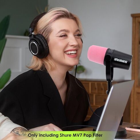 مرشح بوب للميكروفون متوافق مع ميكروفون Shure MV7 - غطاء زجاجي أمامي من إسفنج الميكروفون لميكروفون MV7 لمنع الانفجارات من YOUSHARES in Kuwait