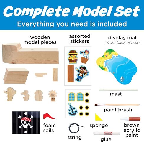 Creativity for Kids Buildeez! Easy Wooden Model Set: Pirate Ship, Sea Skull - DIY Arts & Crafts Kit, STEM Toys and Gift for Kids, Boat Toys for Boys Ages 5-8+ in Saudi Arabia