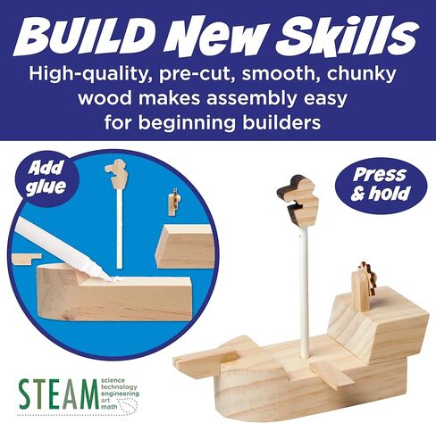 الإبداع للأطفال Buildeez! مجموعة نماذج خشبية سهلة: سفينة القراصنة، جمجمة البحر - مجموعة الفنون والحرف اليدوية، ألعاب العلوم والتكنولوجيا والهندسة والرياضيات وهدايا للأطفال، ألعاب القوارب للأولاد الذين تتراوح أعمارهم بين 5 و8 سنوات فما فوق in Kuwait