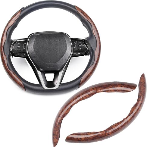 Steering Wheel Cover, Wood Grain Steering Wheel Cover, Car Wheel Cover for Men/Women, Universal Fit for 99% Car Steering Wheel,Steering Wheel Accessories (Wood Grain-Brown) in Kuwait