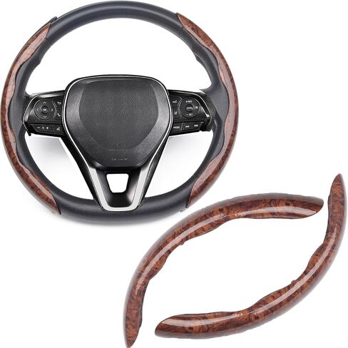 Steering Wheel Cover, Wood Grain Steering Wheel Cover, Car Wheel Cover for Men/Women, Universal Fit for 99% Car Steering Wheel,Steering Wheel Accessories (Wood Grain-Brown) in Kuwait