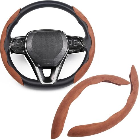 Steering Wheel Cover, Wood Grain Steering Wheel Cover, Car Wheel Cover for Men/Women, Universal Fit for 99% Car Steering Wheel,Steering Wheel Accessories (Wood Grain-Brown) in Kuwait