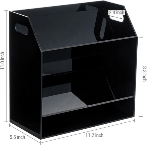 MyGift 2 Tier Modern Premium Black Acrylic Compact Cassettes Holder with Cutout Carrying Handles, Retro Audio Cassette Deck Tapes Storage Display Rack Stand in Kuwait