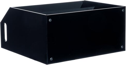 MyGift 2 Tier Modern Premium Black Acrylic Compact Cassettes Holder with Cutout Carrying Handles, Retro Audio Cassette Deck Tapes Storage Display Rack Stand in Kuwait