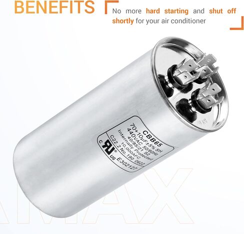 Canamax Premium 5uF mfd ±5% 370-440VAC مكثف تشغيل بيضاوي - مناسب تمامًا لتشغيل محرك التيار المتردد أو تشغيل المروحة ومكيف الهواء البارد أو المضخة الحرارية - يستبدل 97F5705 Z97F5705 97F95702 Z97F5702 in Kuwait