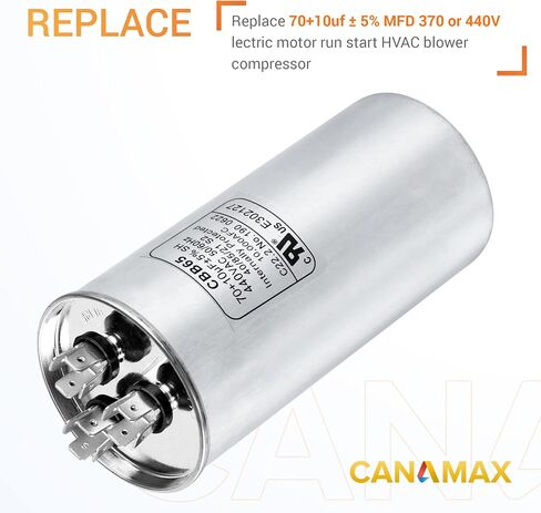 Canamax Premium 5uF mfd ±5% 370-440VAC مكثف تشغيل بيضاوي - مناسب تمامًا لتشغيل محرك التيار المتردد أو تشغيل المروحة ومكيف الهواء البارد أو المضخة الحرارية - يستبدل 97F5705 Z97F5705 97F95702 Z97F5702 in Kuwait